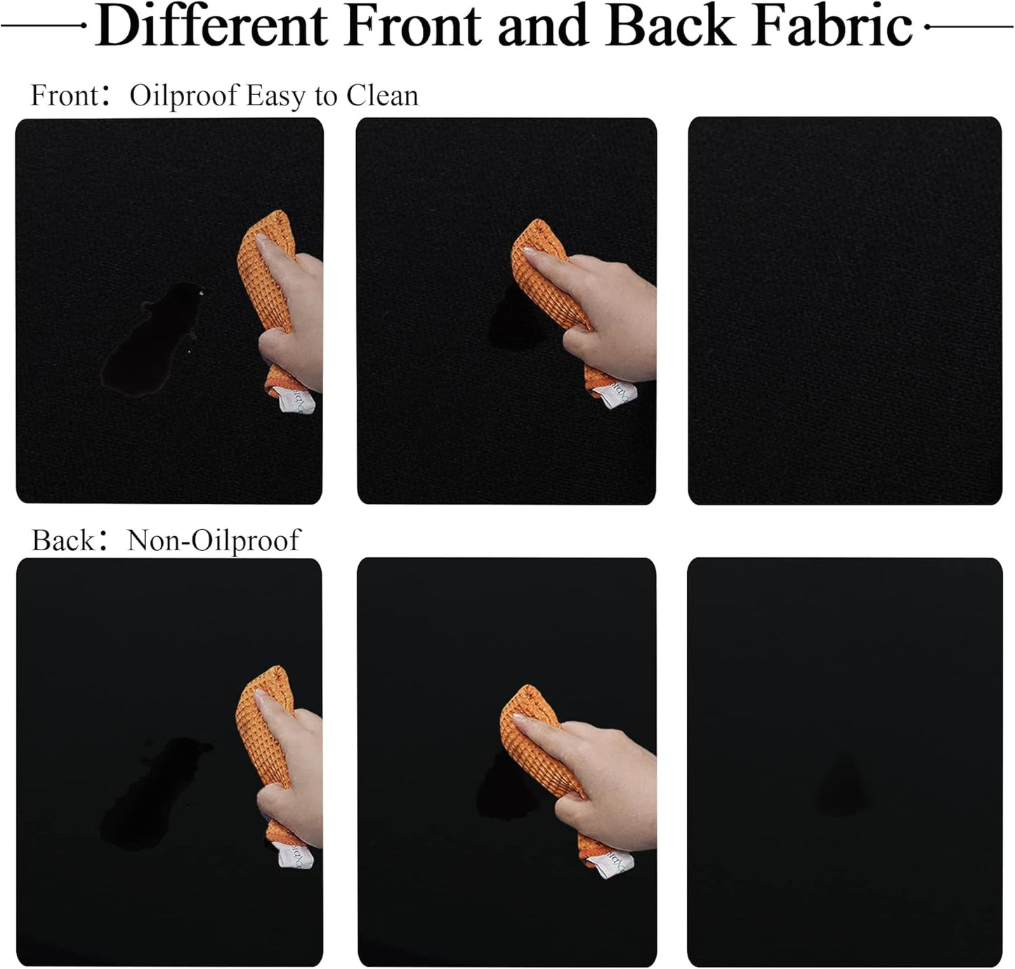 Fitted round Table Cloth, Reversible Waterproof Stain Resistant Elastic Stretch Tablecloth, Wipe Clean Table Cover for Outdoor/Indoor Use, Fits round Tables up to 40" - 44" Diameter, Black