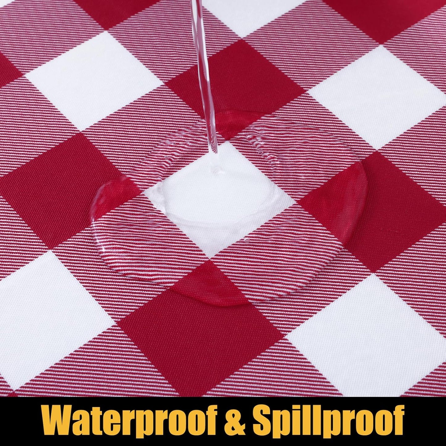 Rectangle Picnic Table Cloth, Elastic Waterproof Fitted Vinyl Tablecloths, Flannel Backed Buffalo Plaid Table Covers for Dining, Camping, Outdoor (Burgundy and White, 30" X 72")