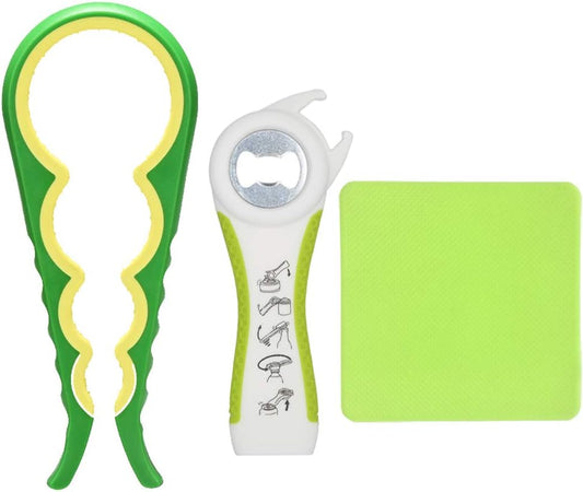 Ergonomic Jar and Bottle Opener with Silicone Grip for Effortless Lid Removal - Ideal for Seniors, Children, and Individuals with Arthritis (Green)