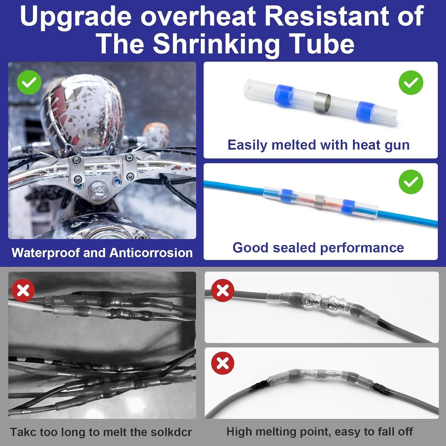 120PCS Heat Shrink Solder Seal Wire Connectors Kit, Waterproof Butt Connector Heat Shrink Electrical Terminals, Insulated Solderless Wiring Splice Connectors for Marine,Automotive,Stereo