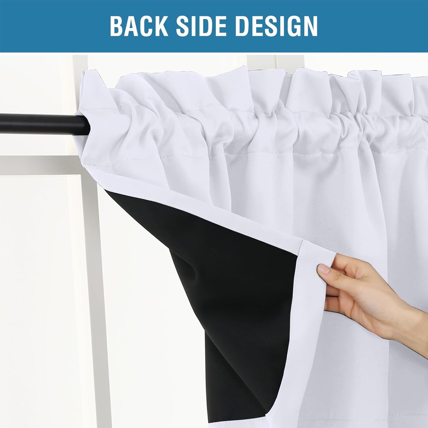 2 Panels White Valance for Windows, Natural Blackout Curtains Valances for Small Windows/Living Room/Bedroom/Bathroom Rod Pocket 52" W X 18" L, Greyish White,2 Packs