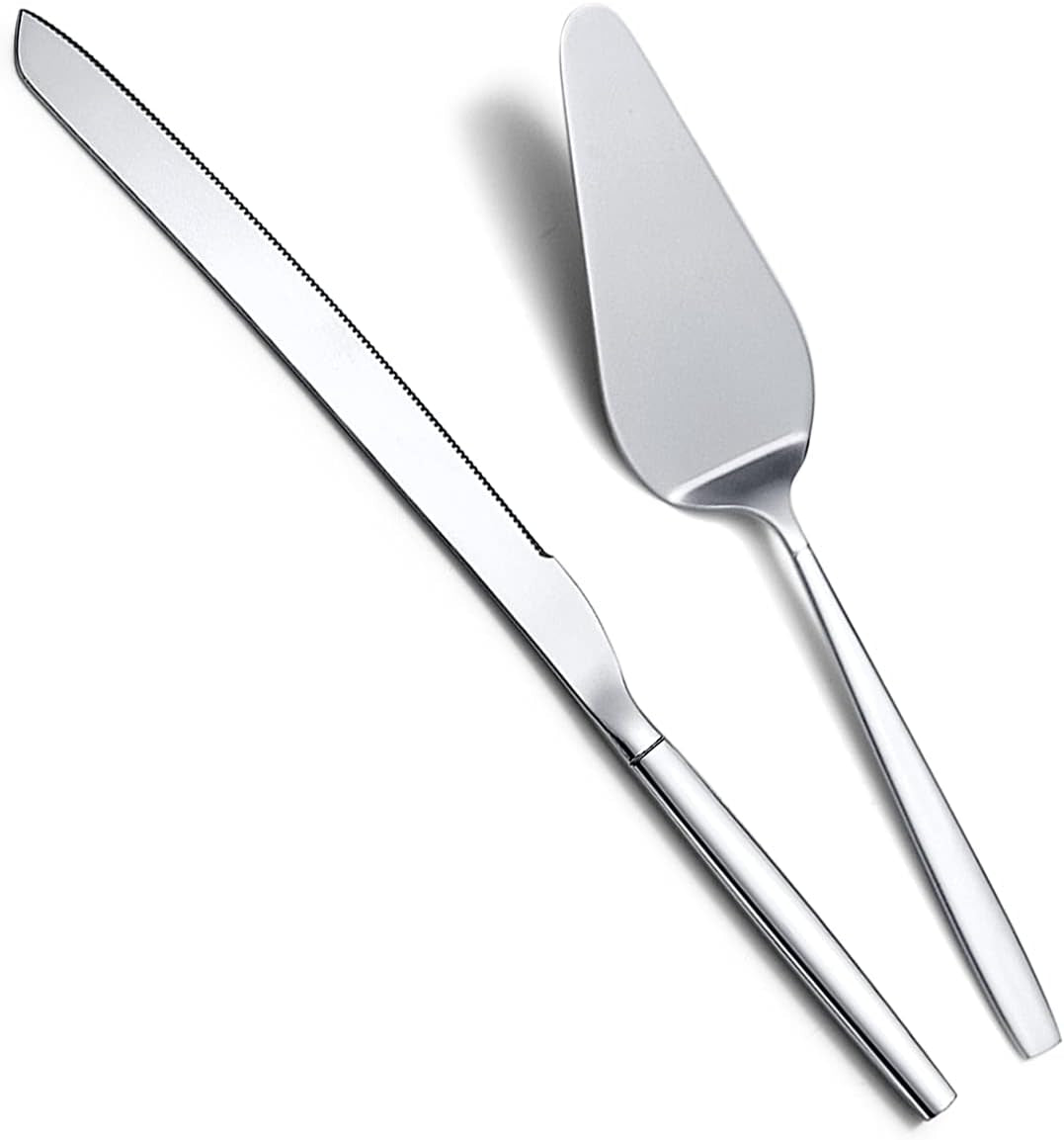 Stainless Steel Wedding Cake Knife and Server Set - Elegant Cake Cutting Set for Weddings, Birthdays, and Special Events