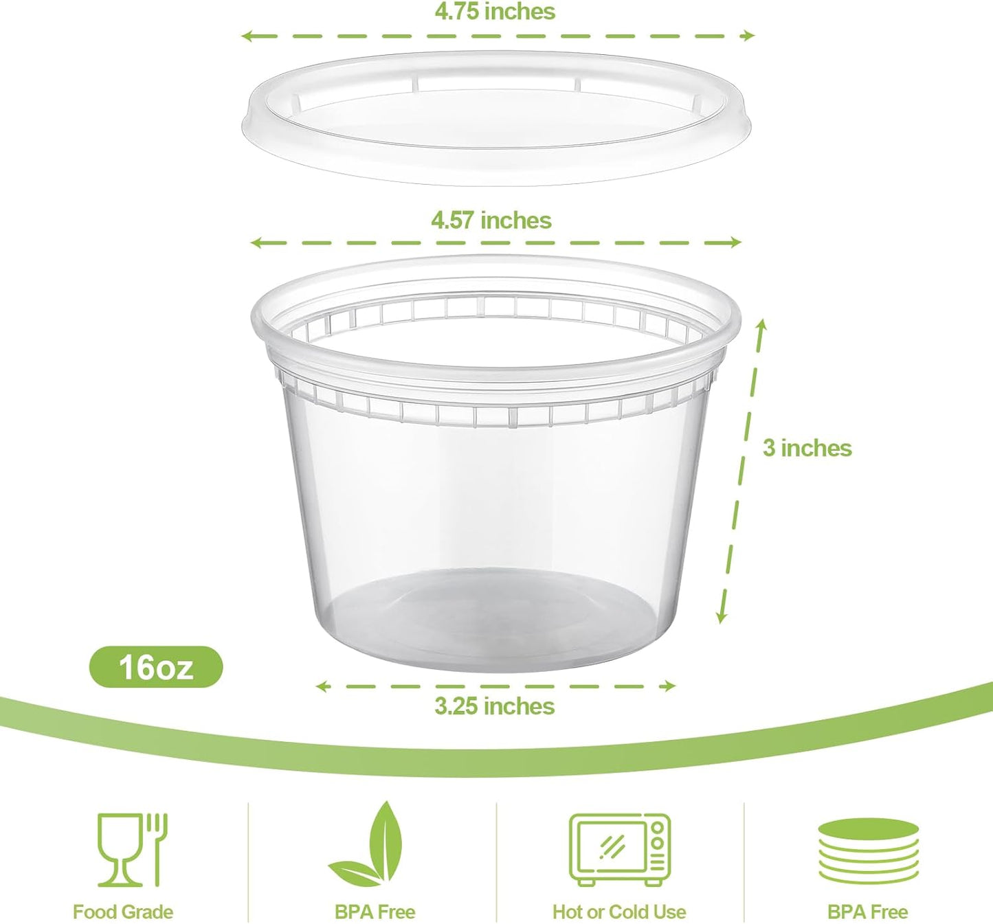 24 Sets 16 Oz Plastic Deli Food Containers with Lids, Airtight Food Storage Containers, Freezer/Dishwasher/Microwave Safe, Soup Containers for Takeout Meal Prep Storage