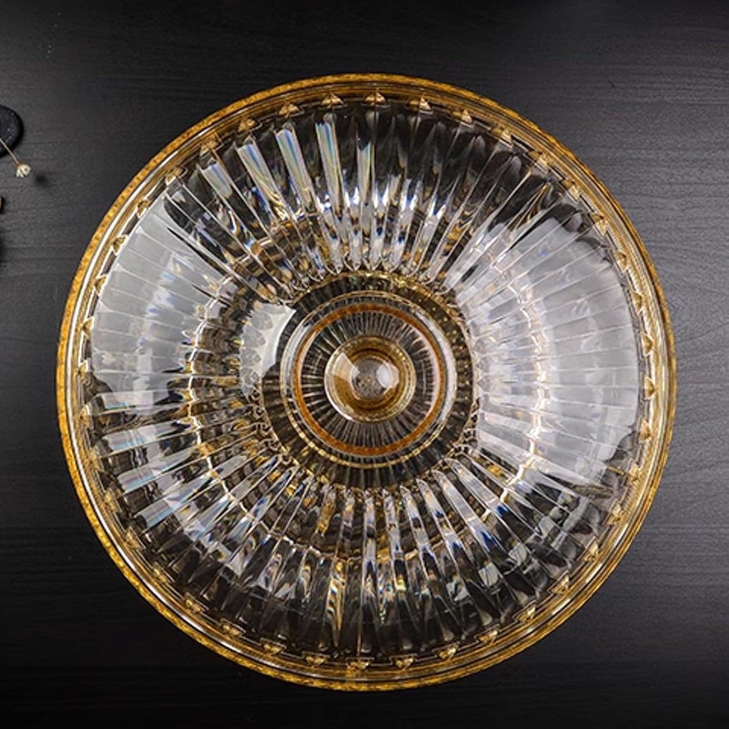 Creative Acrylic Multifunctional Party Snack Tray with Lid,Serving Dishes for Dried Fruits Nuts Candies Fruits,6-Compartment (Amber)