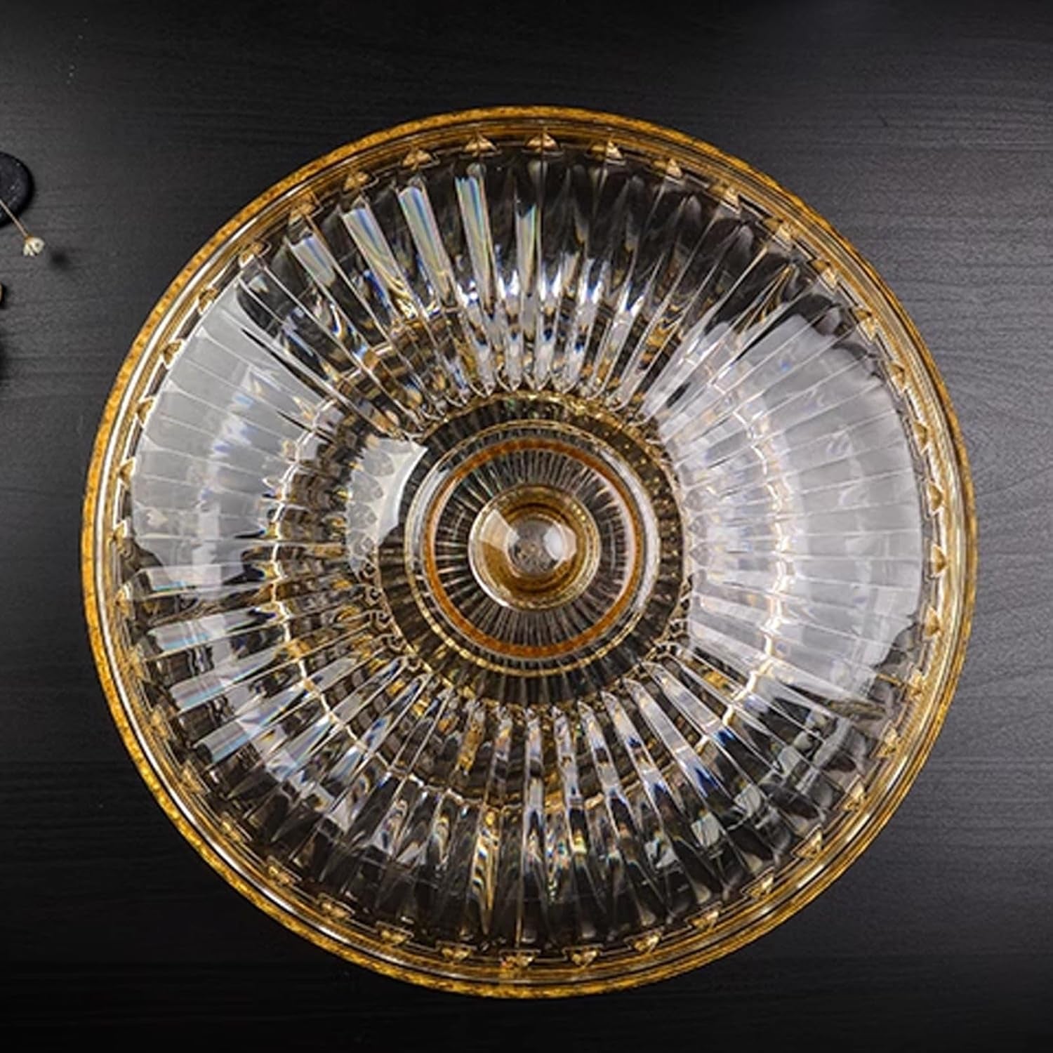 Creative Acrylic Multifunctional Party Snack Tray with Lid,Serving Dishes for Dried Fruits Nuts Candies Fruits,6-Compartment (Amber)