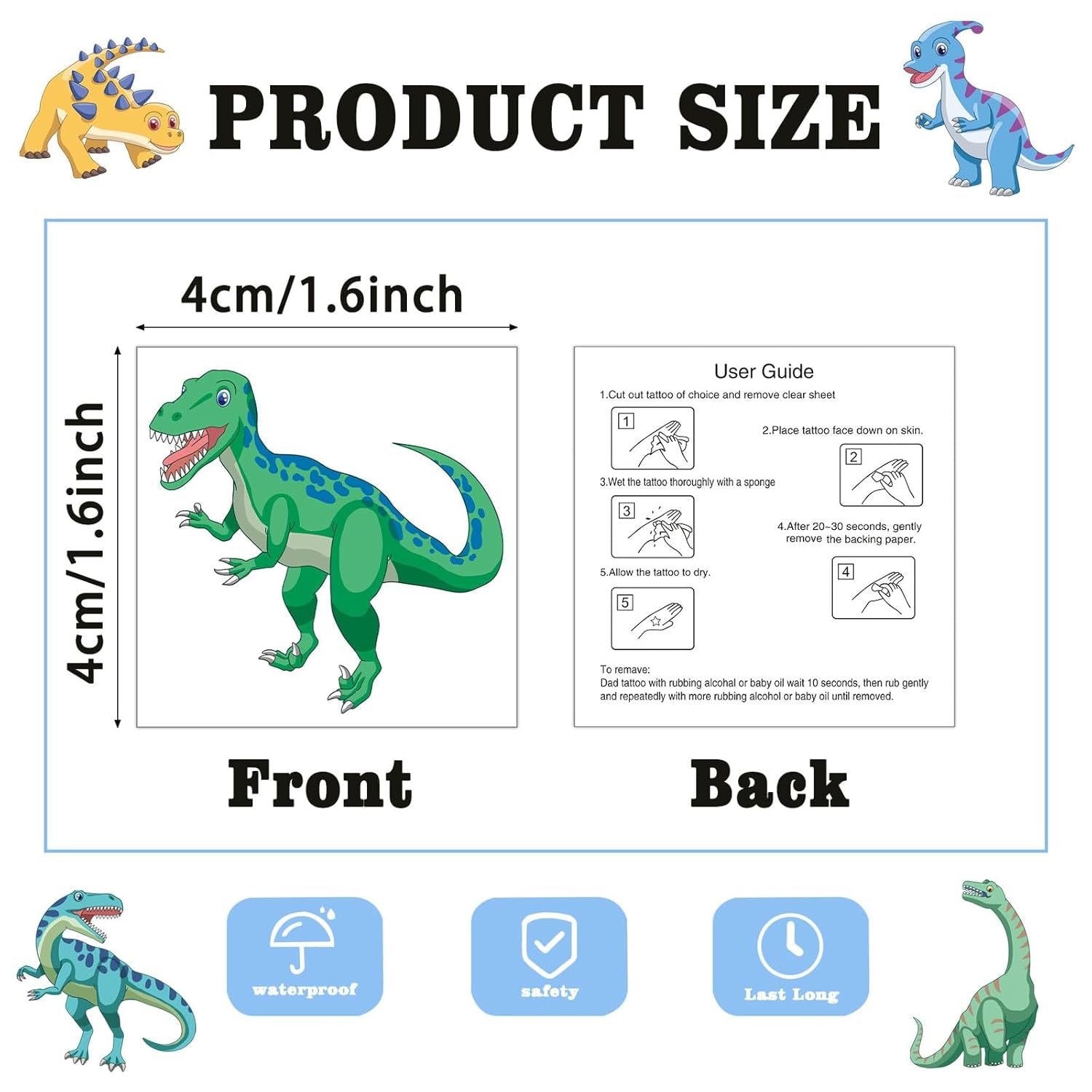 104 PCS Dinosaur Temporary Tattoos for Kids Party Supplies, Temp Tattoo Stickers for Kids Girls Boys Birthday Party Favors Activities