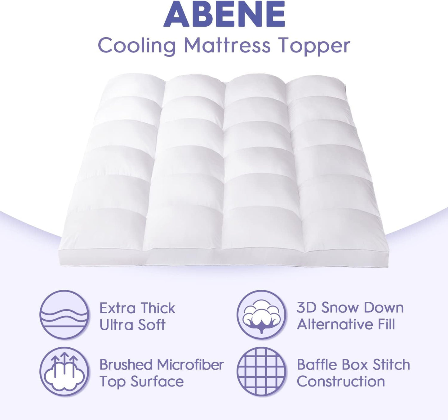 Twin XL Size Mattress Topper for College Dorm, Extra Long Mattress Pad Pillowtop, Soft Plush Mattress Cover Bed Topper with Deep Pocket, Overfilled down Alternative Filling, White