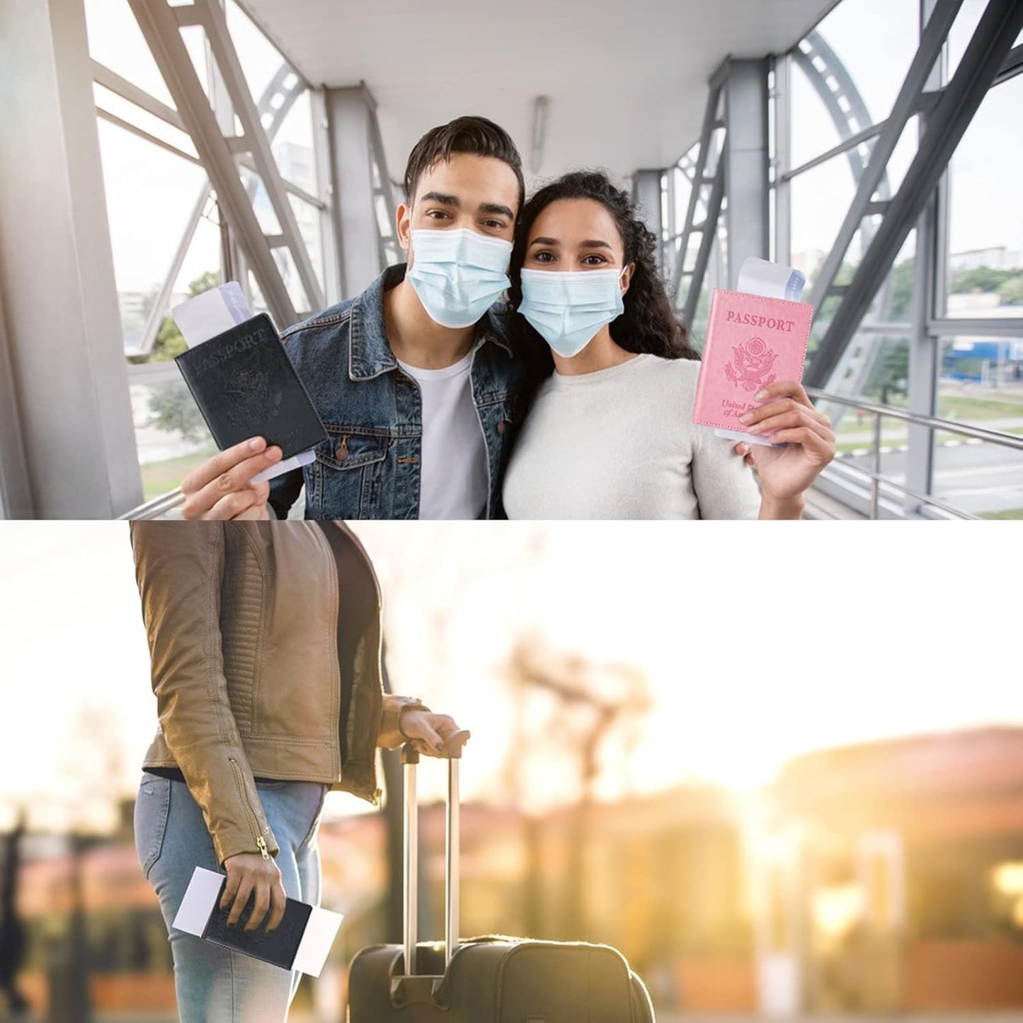 Set of 2 Ultra-Slim PU Leather Passport Holders for Men and Women