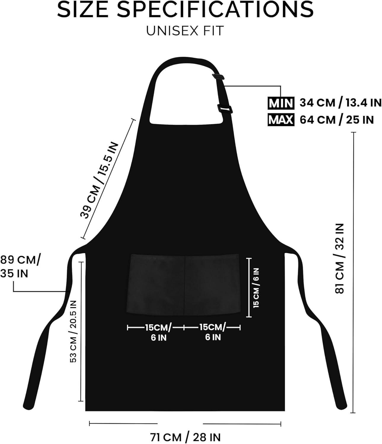 2 Pack Bib Apron, Adjustable with 2 Pockets, Water and Oil Resistant, Cooking Kitchen Chef Apron for Women Men