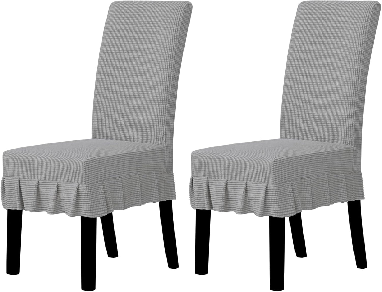 Dining Chair Covers Stretch Parsons Chair Slipcover with Skirt Chair Covers for Dining Room Restaurant Banquet (2 PCS, Light Gray)