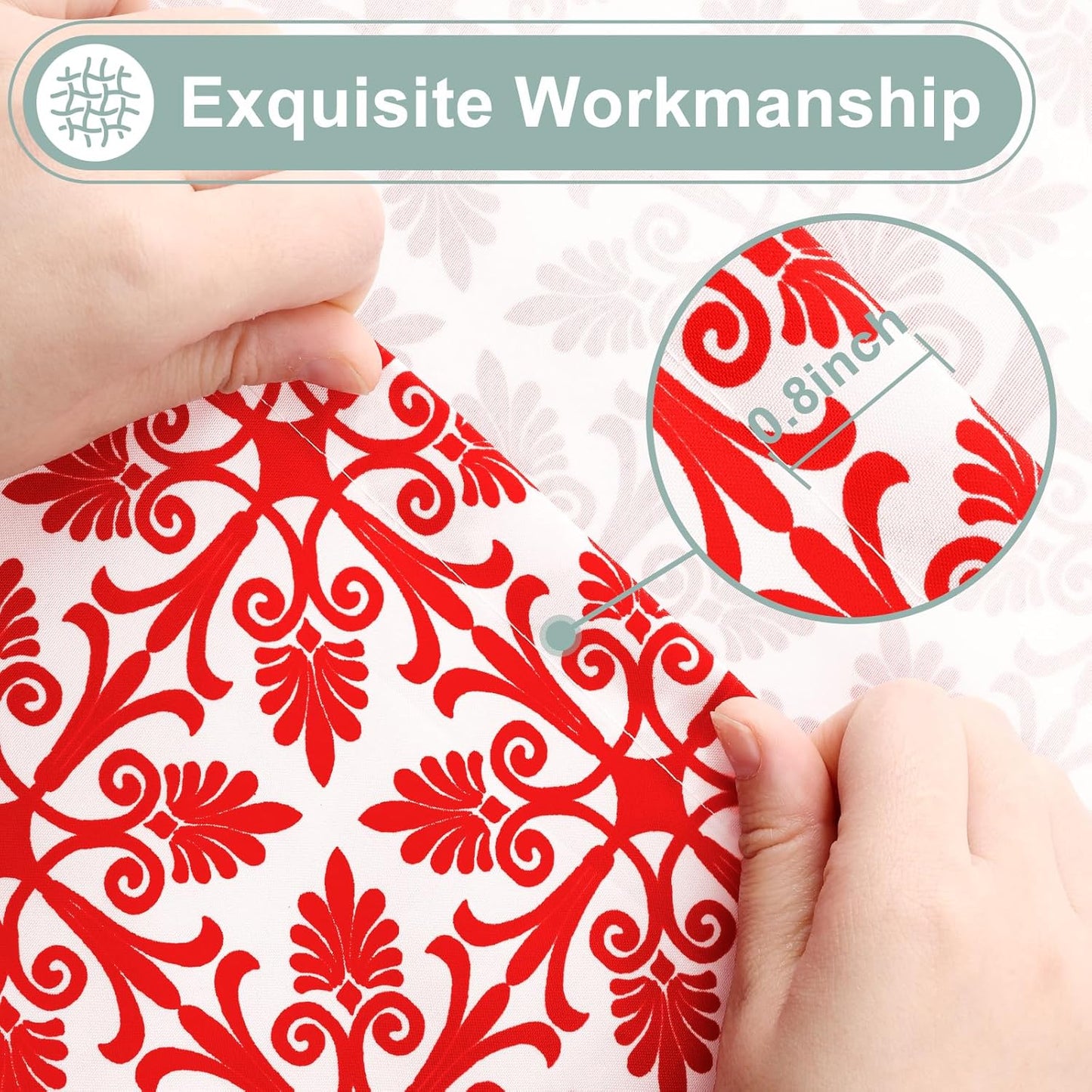 2 Pack 6 Foot Rectangle Picnic Tablecloth, Elastic Fitted Waterproof Table Cover, Windproof Washable Polyester Table Cloth for Camping, Indoor and Outdoor (Red, 30" X 72")