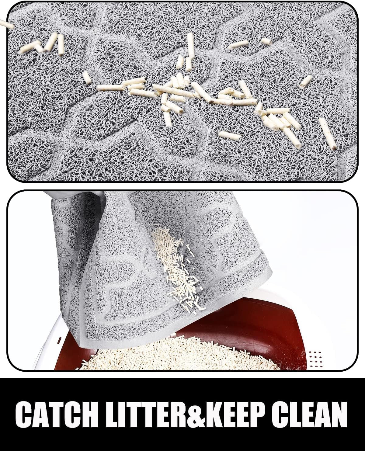 Cat Litter Mat, 24"X20" Litter Mat with Litter Lock Mesh, Soft Cat Litter Mat Litter Trapping Mat, Easy to Clean, Non-Slip, Water Resistant, Litter Free Floors, Grey