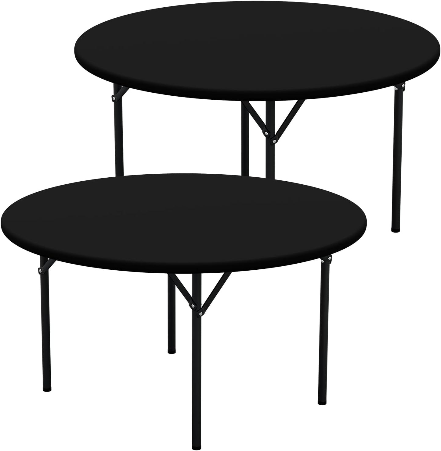 2 Packs round Spandex Tablecloths, Stretch Elastic Tablecloth Cover Fitted for 18"-24" round Tables, Waterproof Polyester Washable Table Cloth for Dining, Party, Outdoor and Indoor, Black