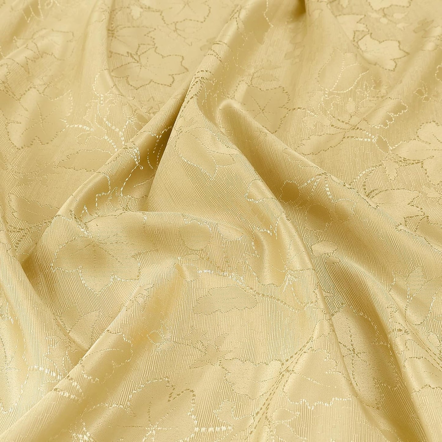 Rectangle Thanksgiving Tablecloth, Waterproof Jacquard Fall Table Cloth, Damask Cloth Table Cover for Harvest Decor (60" X 102", Yellow Maple Leaf)