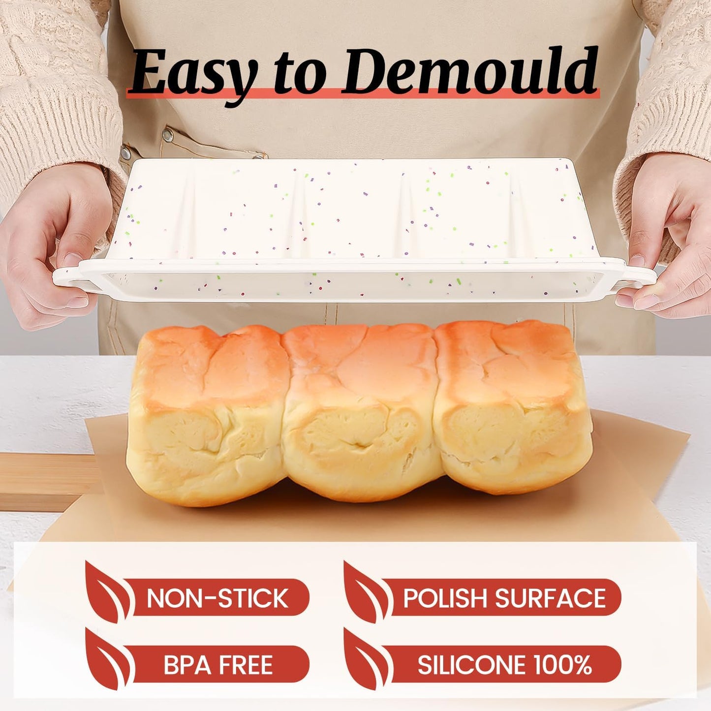 Silicone Loaf Pan with Metal Frame, Nonstick 10 X 4.8 X 2.3 Inch Silicone Bread Pan for Baking Homemade Loaf, Bread, Meatloaf, Cake, Sandwich BPA Free