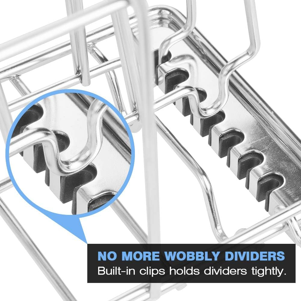 Weighted Sous Vide Rack Divider, Improved Vertical Mount Stops Wobbling, 5 Detachable Stainless Steel Dividers and 2 Built-In Holder Dividers