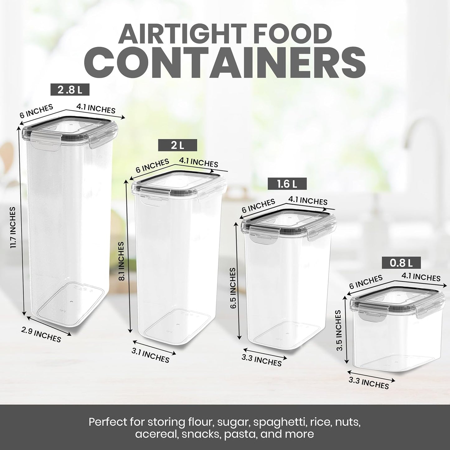 Airtight Food Storage Containers with Lids (24 Pack) - Pantry Organizers - Pantry Storage - for Cereal & More
