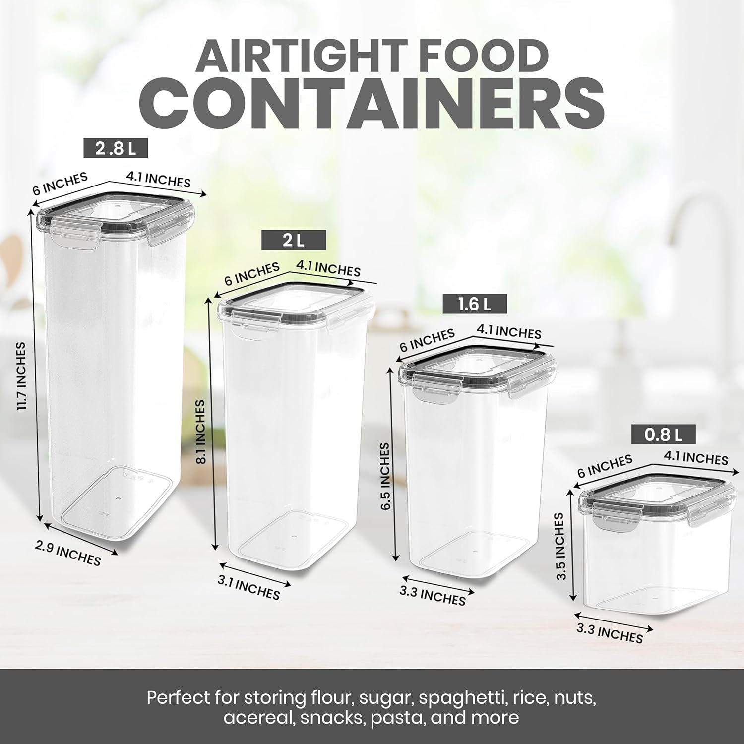 Airtight Food Storage Containers with Lids (24 Pack) - Pantry Organizers - Pantry Storage - for Cereal & More