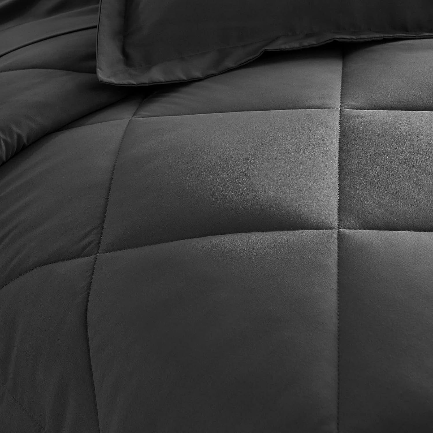 California King Comforter Set with 7 Pieces Bed in a Bag Dark Grey Cal King All Season Bedding with Comforter, Pillow Shams, Flat Sheet, Fitted Sheet and Pillowcases