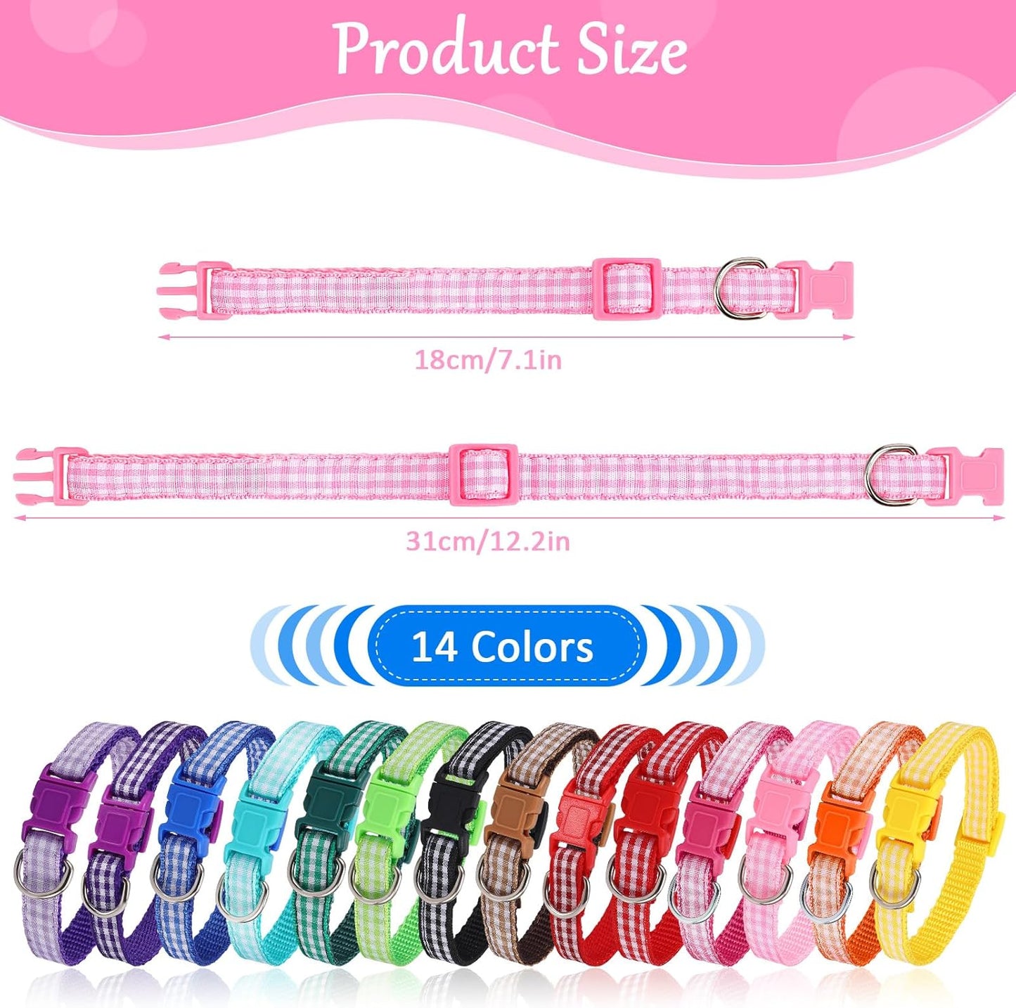 14Pcs Puppy Collars for Litter Adjustable Whelping Puppy Collars Soft Nylon Id Collars for Small Dogs(Medium)