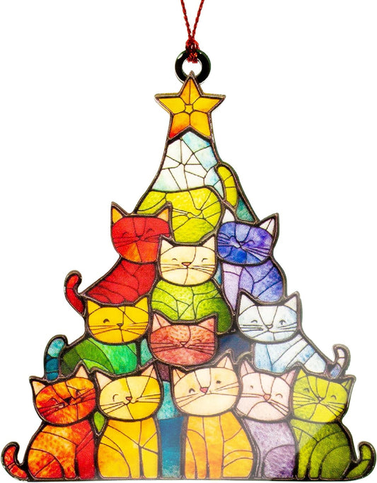 Cat Lover Gifts for Women, Colorful Cat Ornament for Christmas Tree, Cute Cat Ornaments, Black Cat Ornament, Orange Cat Ornament, Cat Tree Christmas Decor, Funny Christmas Cat Ornaments