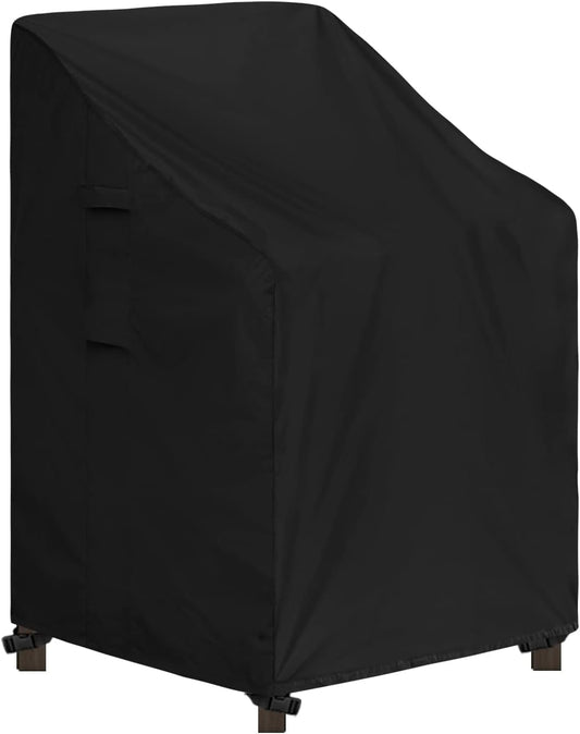 Stackable Patio Chair Cover UV Resistant Outdoor Chair Cover Waterproof Lawn Patio Furniture Covers Fits for 4-6 Stackable Dining Chairs (1 Pack-28Wx36Dx47H Inch, Black)