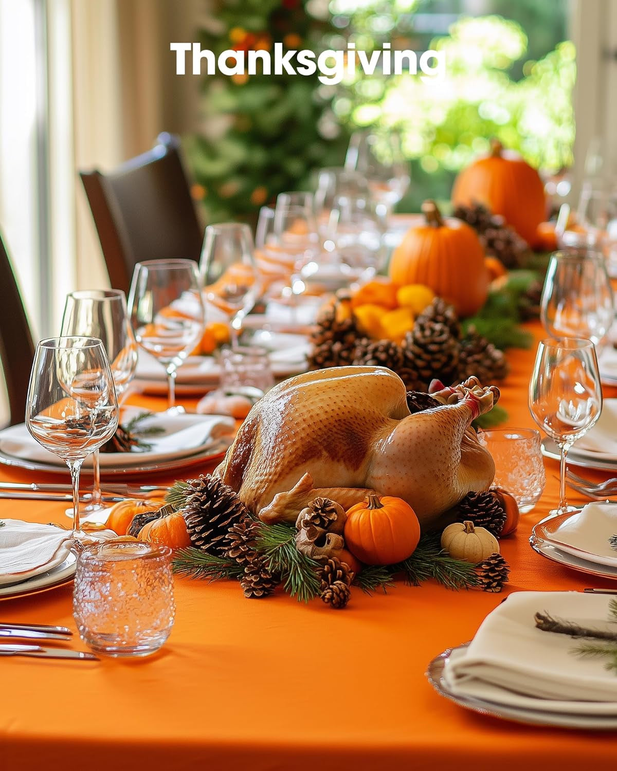 Plastic Table Cloth Disposable 20 Pack, 54 X 108 Inch Table Cloths, Halloween Party, Thanksgiving Decorations, Harvest, Fall Tablecloths, Rectangle Tables, Leakproof & Sturdy, Orange