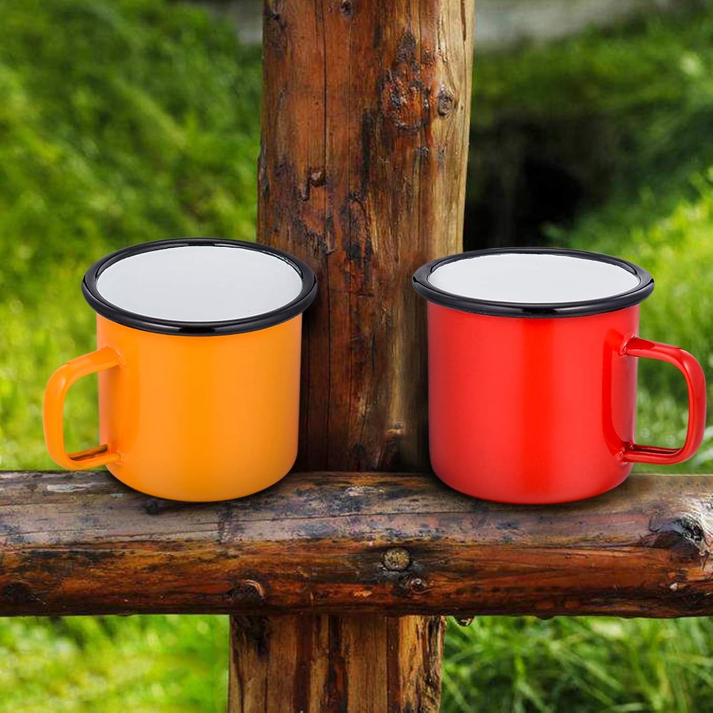 Camping Coffee Mug Set of 4, Enamel Tea Coffee Drinking Mugs Cups for Home Party Travel Picnic Camping, Reusable & Portable - 12 Ounce/355 ML