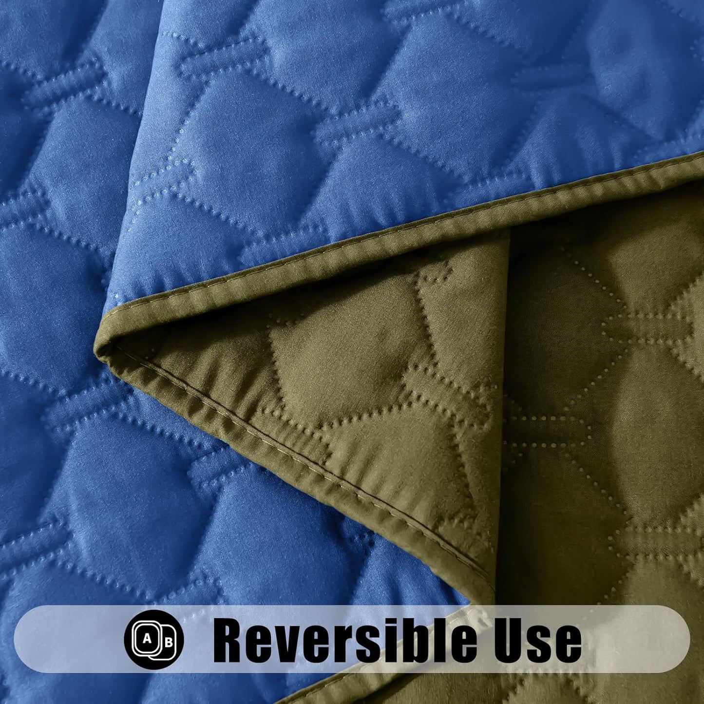 Waterproof Dog Bed Cover Blanket, Soft Reversible Pet Blanket, Washable Leakproof Cats Dogs Couch Cover for Sofa, Couch, Furniture (40X50 Inch, Green/Navy)