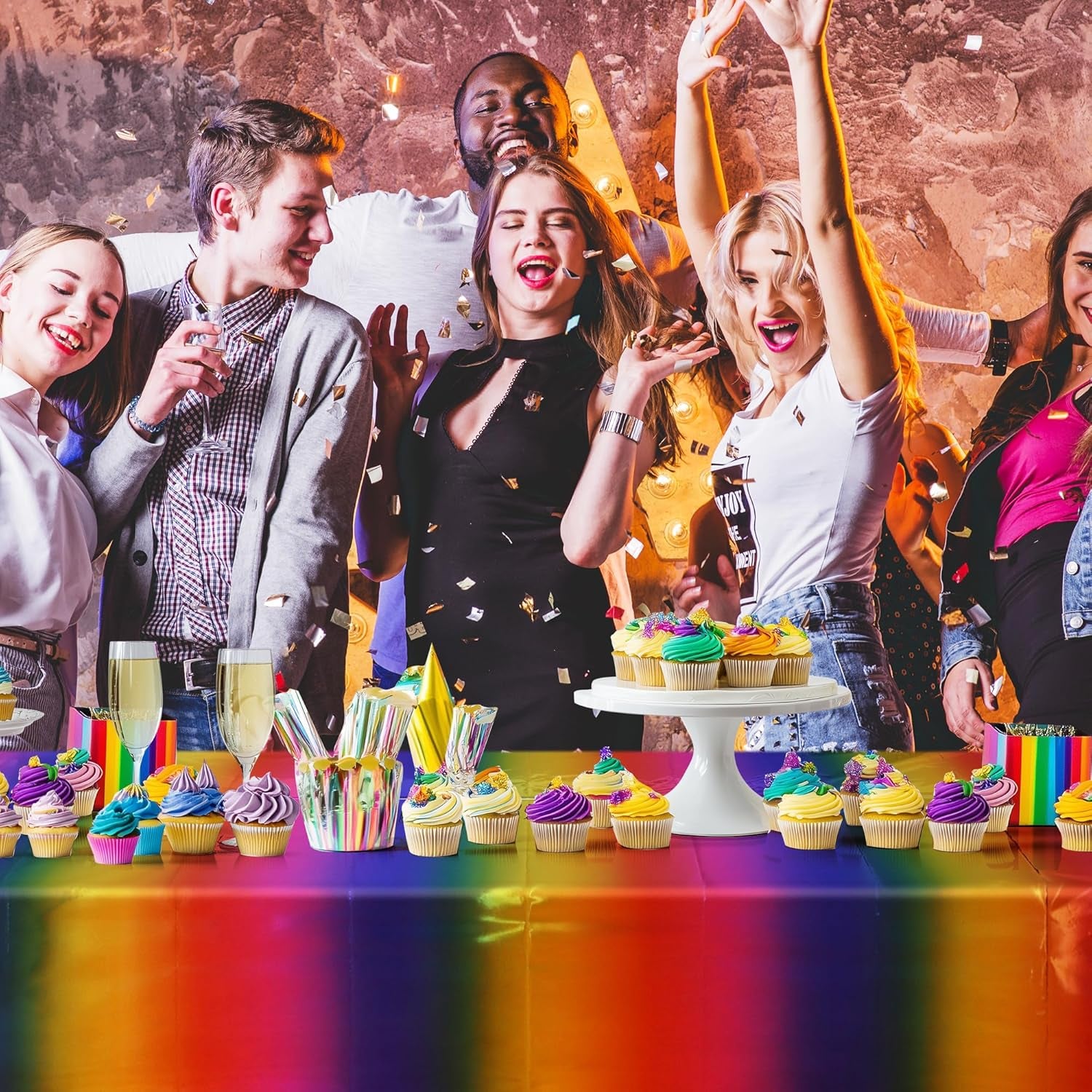 Set of 2 Disposable Tie-Dye Rainbow Tablecloths, 54 x 72 Inches, Colorful Plastic Covers for Celebrations, Weddings, and Events