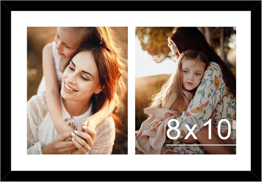 12X18 Double 8X10 Picture Frame, Display 2 8X10 Photos or 12X18 Picture, Two Opening 8 X 10 Collage Frame for Wall Hanging, 8 by 10 Multi Photo Frame, Black