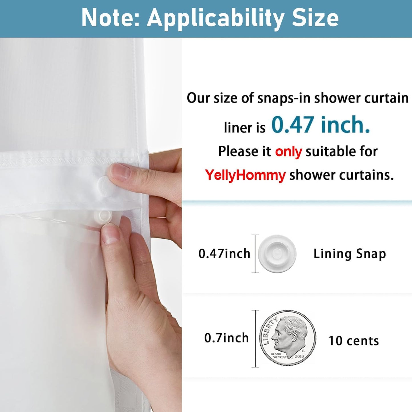 PEVA Waterproof Plastic Snap in Shower Curtain Liner Replacement with 2 Magnets35 W X 55" L for 36" W X 75" L Frosted