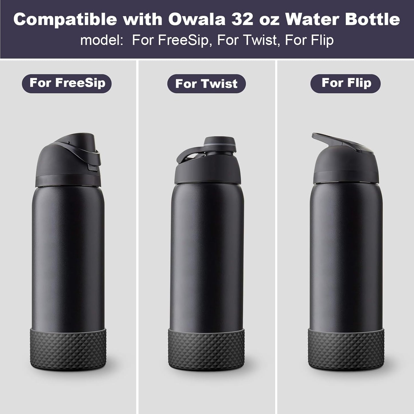 Silicone Boot for Owala Water Bottle 24 Oz 32 Oz 40 Oz, Anti-Slip Protective Sleeve for Freesip/Twist/Flip Stainless Steel Water Bottles Accessories