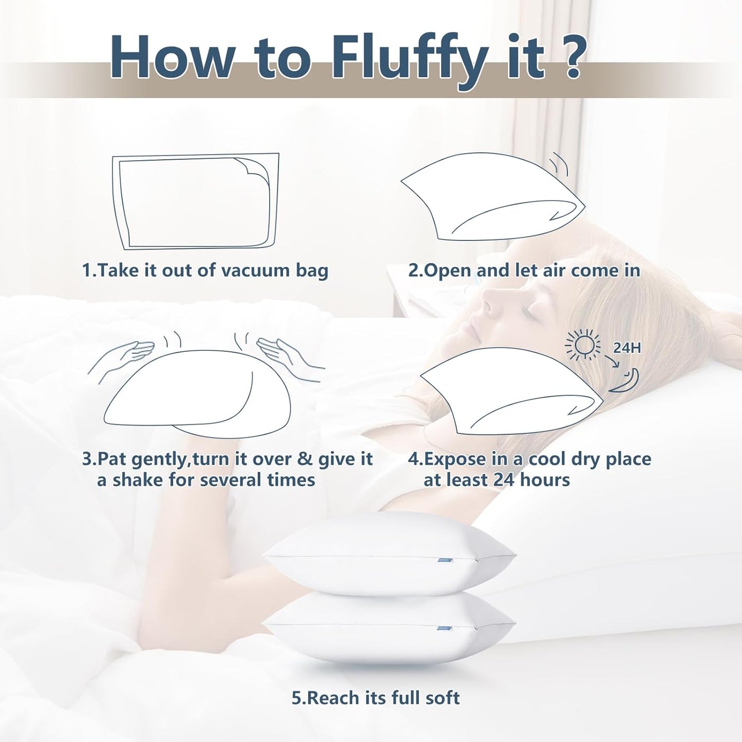 Pillows Queen Size Set of 2, Hotel Quality Bed Pillows for Sleeping 2 Pack, Cooling Pillows for Side Back and Stomach Sleepers, down Alternative Luxury Soft Supportive Fluffy Pillows (18X28)