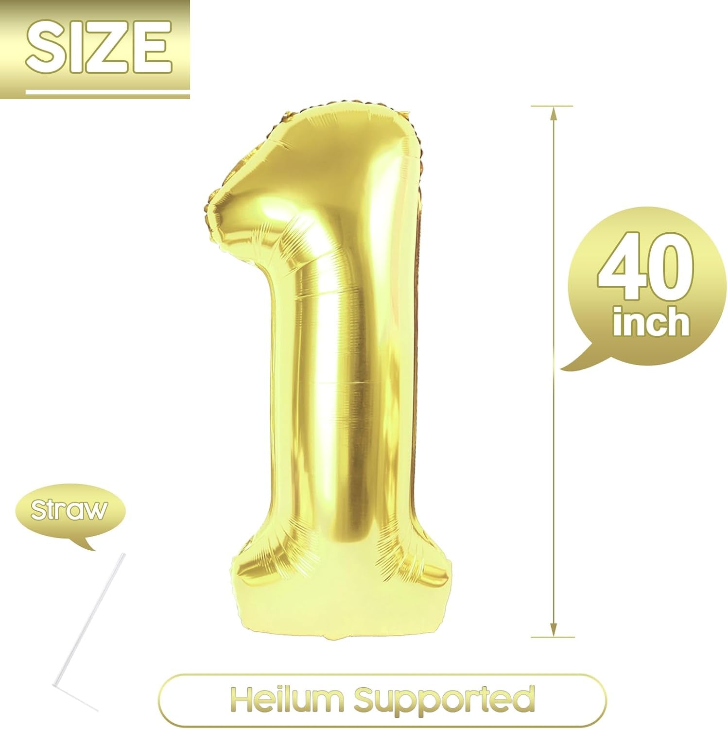 1 Balloon - Champagne Gold Birthday Number Balloons, 40 Inch Large Foil Balloons for Men Women Boys Girls Champagne Gold Themed Birthday Decorations