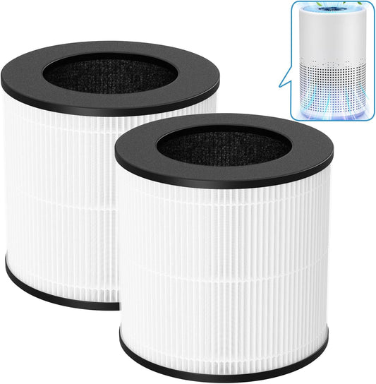 AP050 AP052 HEPA Replacement Filter - Compatible with Tailulu AP050 and AP052 Air Purifiers, 360° 3-Stage Filtration for Odors, Dust, Smoke, and Pollen, 2-Pack