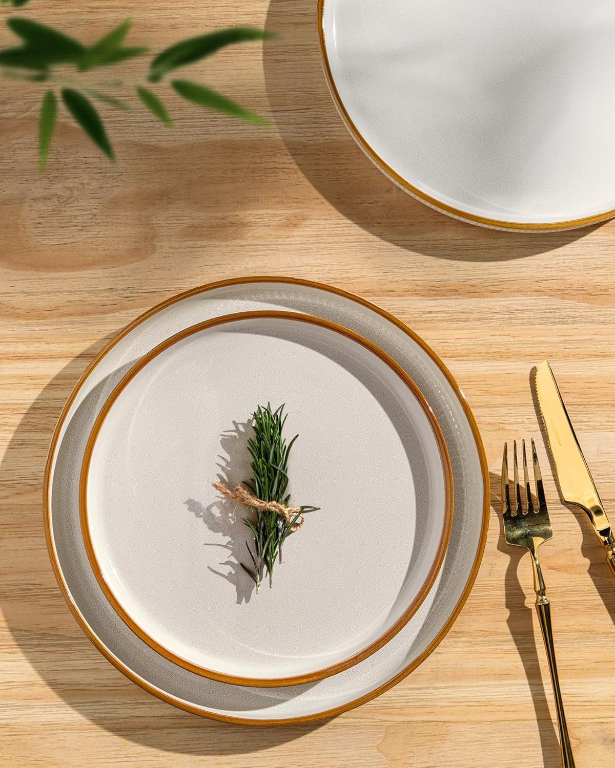 Stoneware Dinnerware Set for Four - Round Reactive Glaze Ceramic Plates and Bowls, Highly Scratch Resistant, Dishwasher and Microwave Safe, 12 Pieces