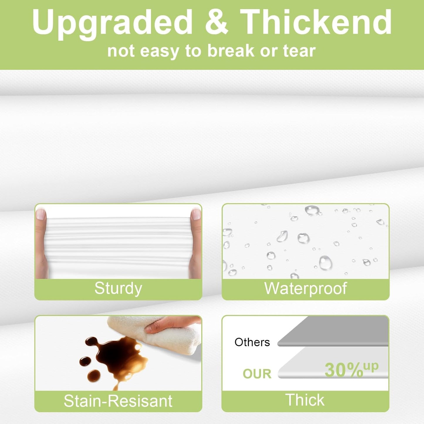 2 Pack Plastic Table Cloth Disposable, 54 X 108 Inch Tablecloths for Rectangle Tables, White Plastic Table Cover