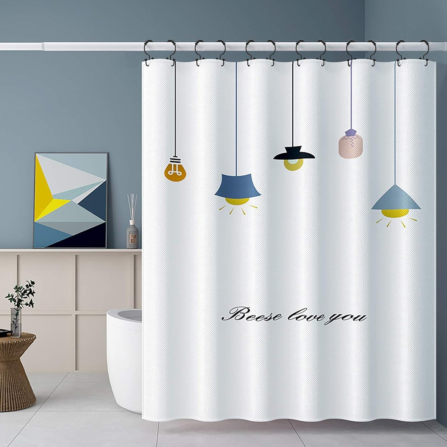 Shower Curtain Hooks, Shower Curtain Rings, Stainless Steel Black Shower Curtain Hooks, Shower Curtain Rings Rust Proof, Free Sliding Double Shower Hooks for Shower Curtain & Liners (Black)