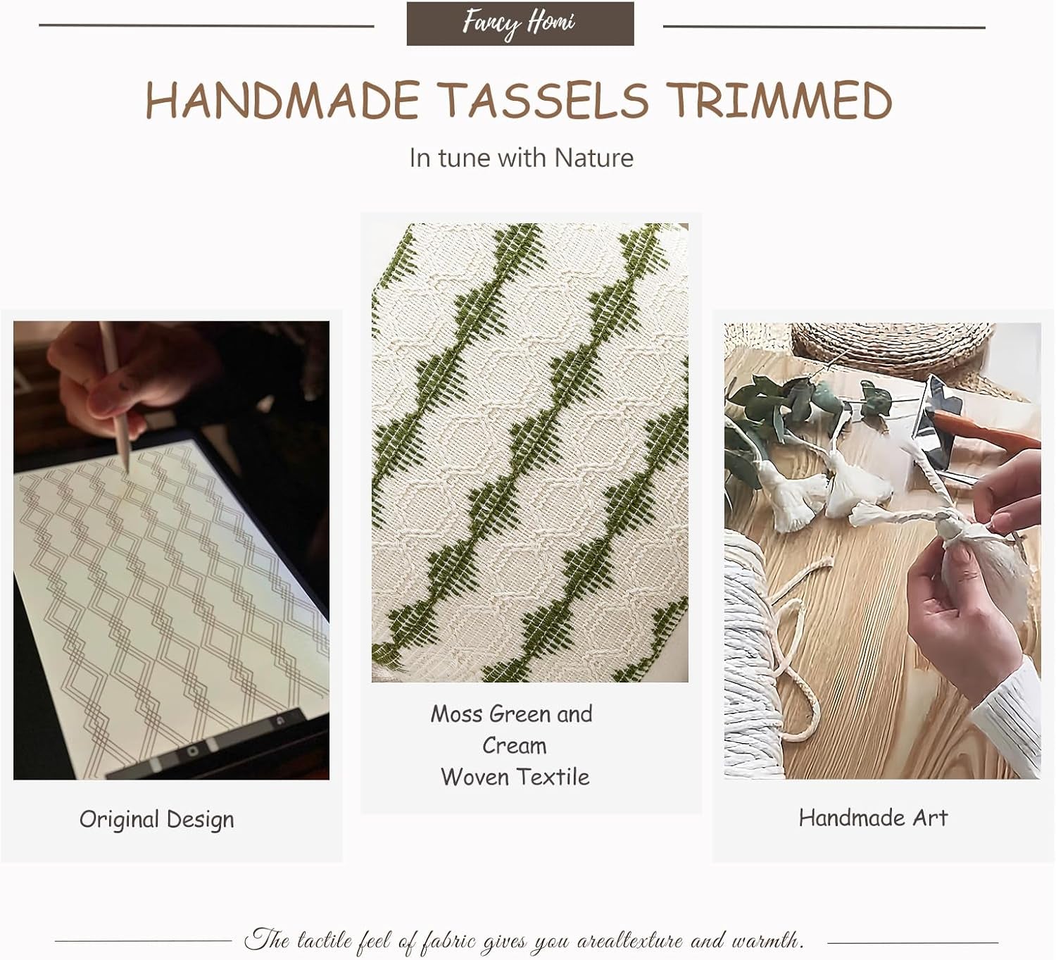 Set of 2 Boho Moss Green Lumbar Decorative Throw Pillow Cover 12X20 Inch for Couch Bed Sofa Chair, Modern Farmhouse Home Decor, Soft Cute Accent Rectangle Cushion Case with Tassels