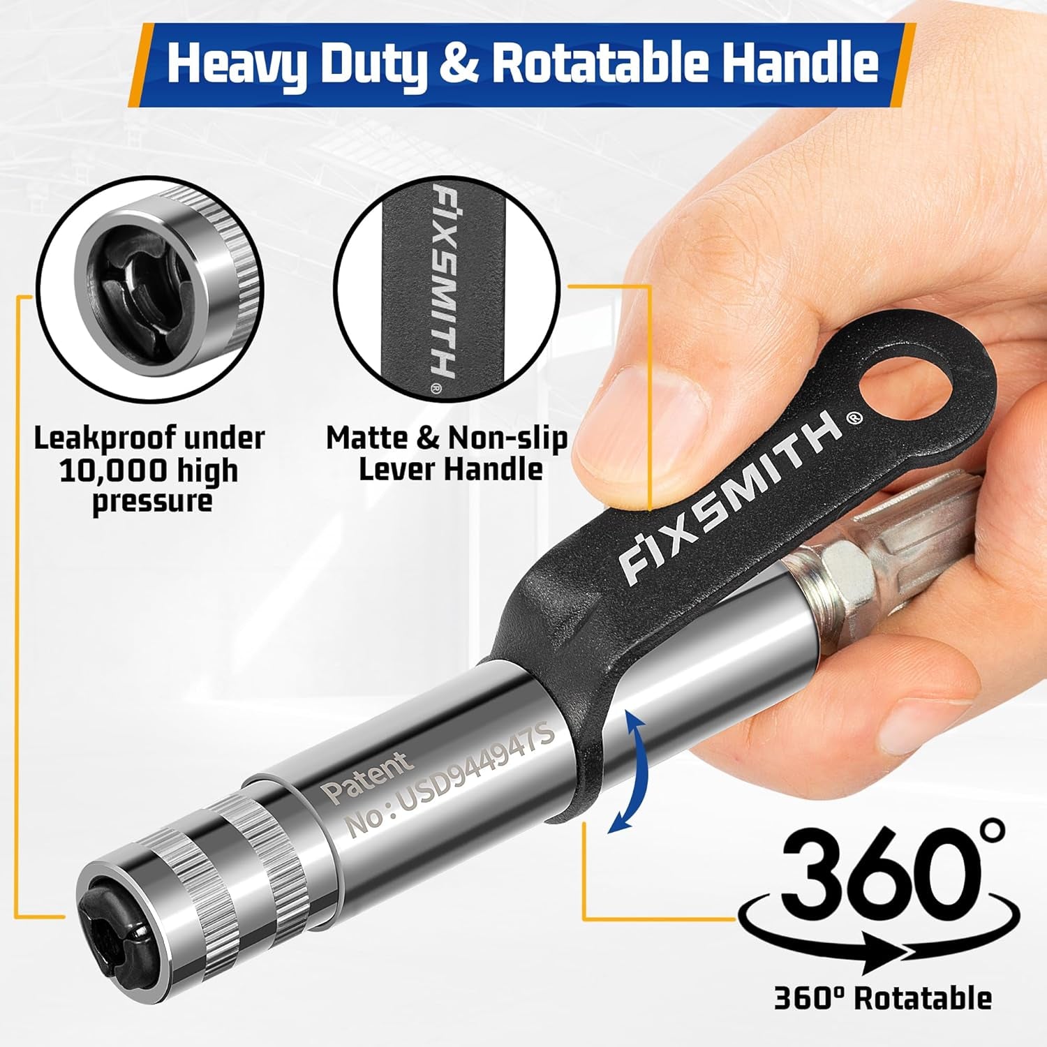 -Grease-Gun-Hose 1 Pack & Heavy Duty Strong Quick Release Grease Gun Coupler Compatible with All Grease Guns 1/8" NPT Fittings