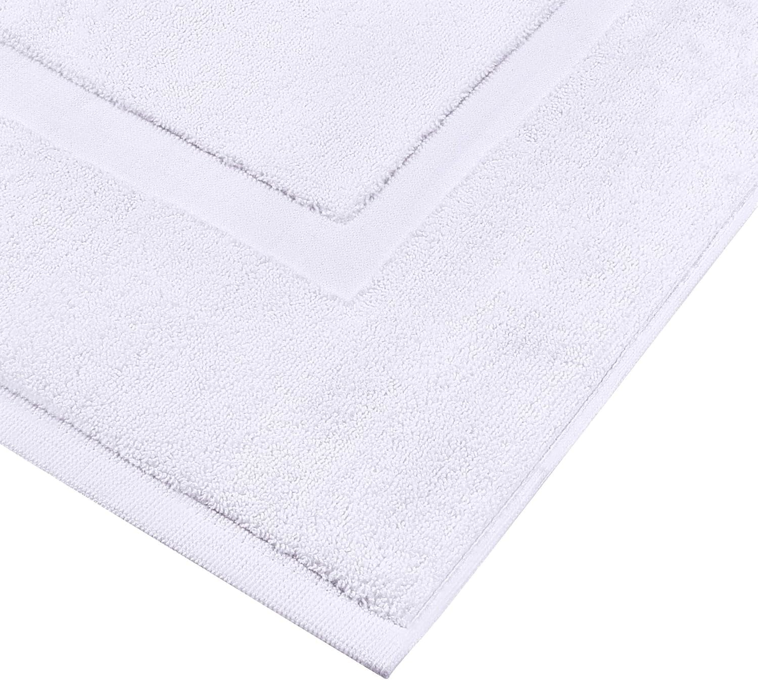 Cotton Banded Rug, Bath Mats, Not a Bathroom Rug, 21 by 34 Inches, 100% Ring Spun Cotton, Highly Absorbent Shower Bathroom Floor Mat, White, 2 Pack