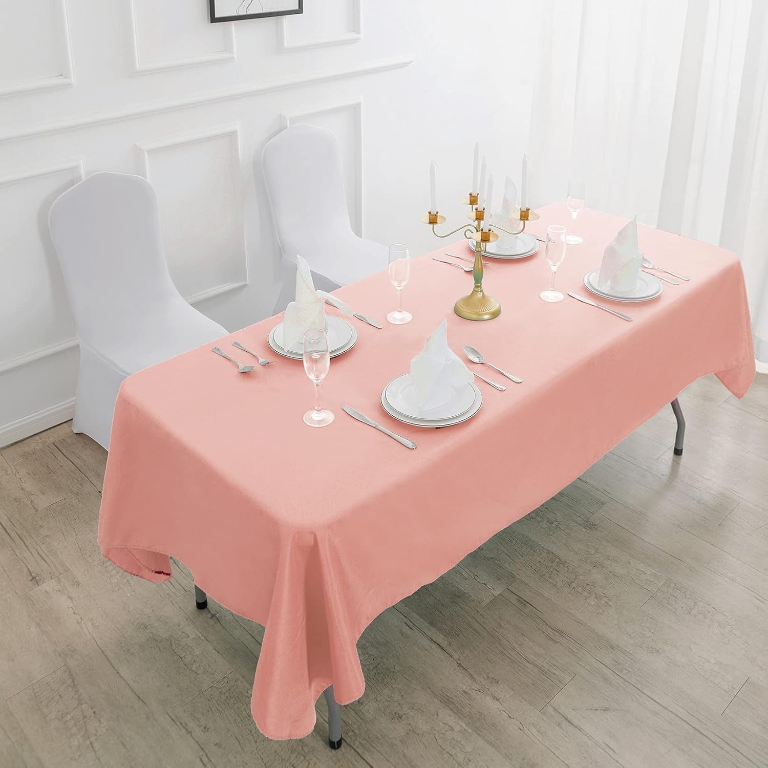 Rectangle Tablecloth 60X102 Inch Washable Polyester Fabric Table Cloth for Wedding Party Dining Banquet Decoration(60X102, Dusty Pink)
