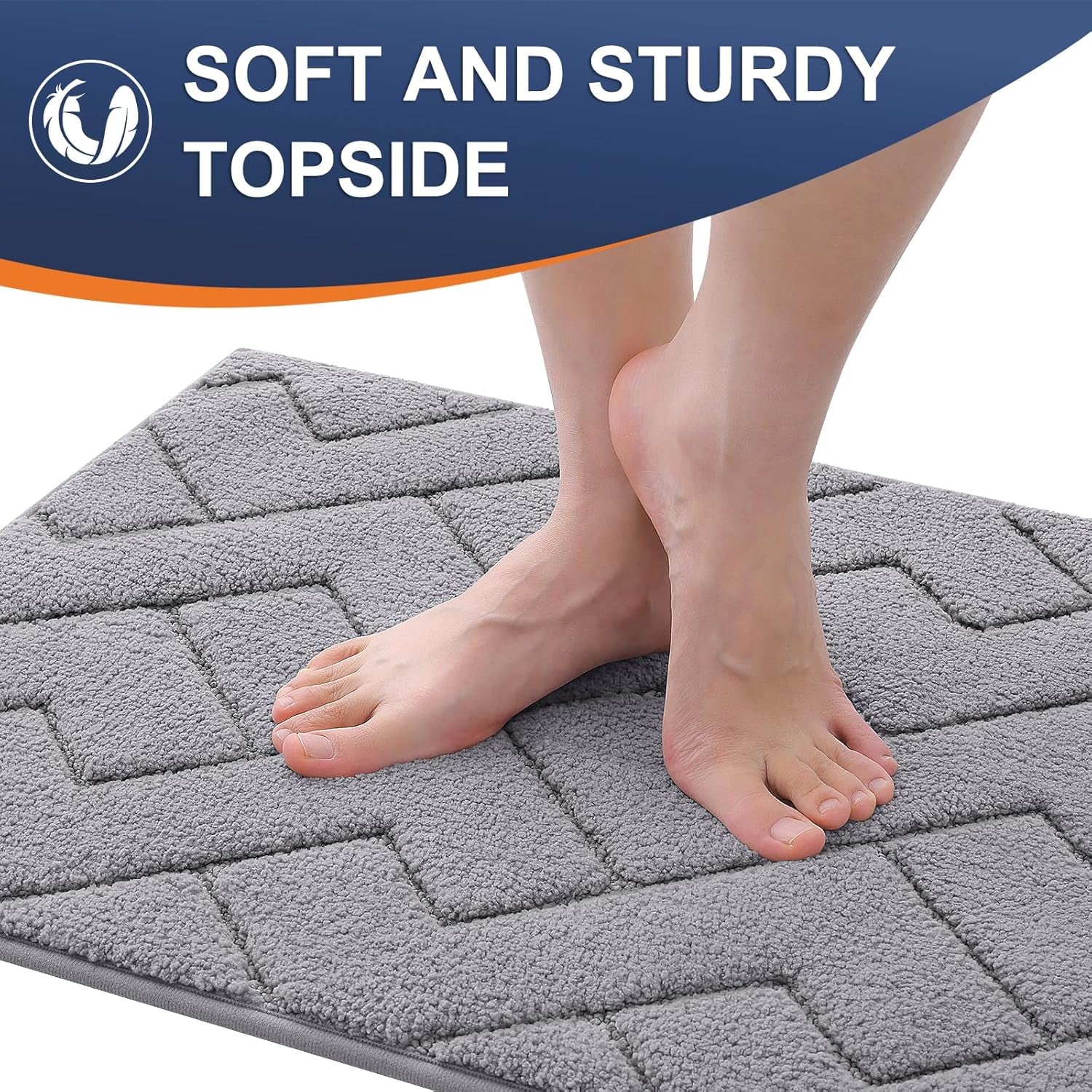 Indoor Door Mat, 32X20, Dirt Resistant and Absorbent, Sturdy Non-Slip Rubber Backing, Easy to Clean, Washable Low-Profile Doormat for Entryway, Medium Gray