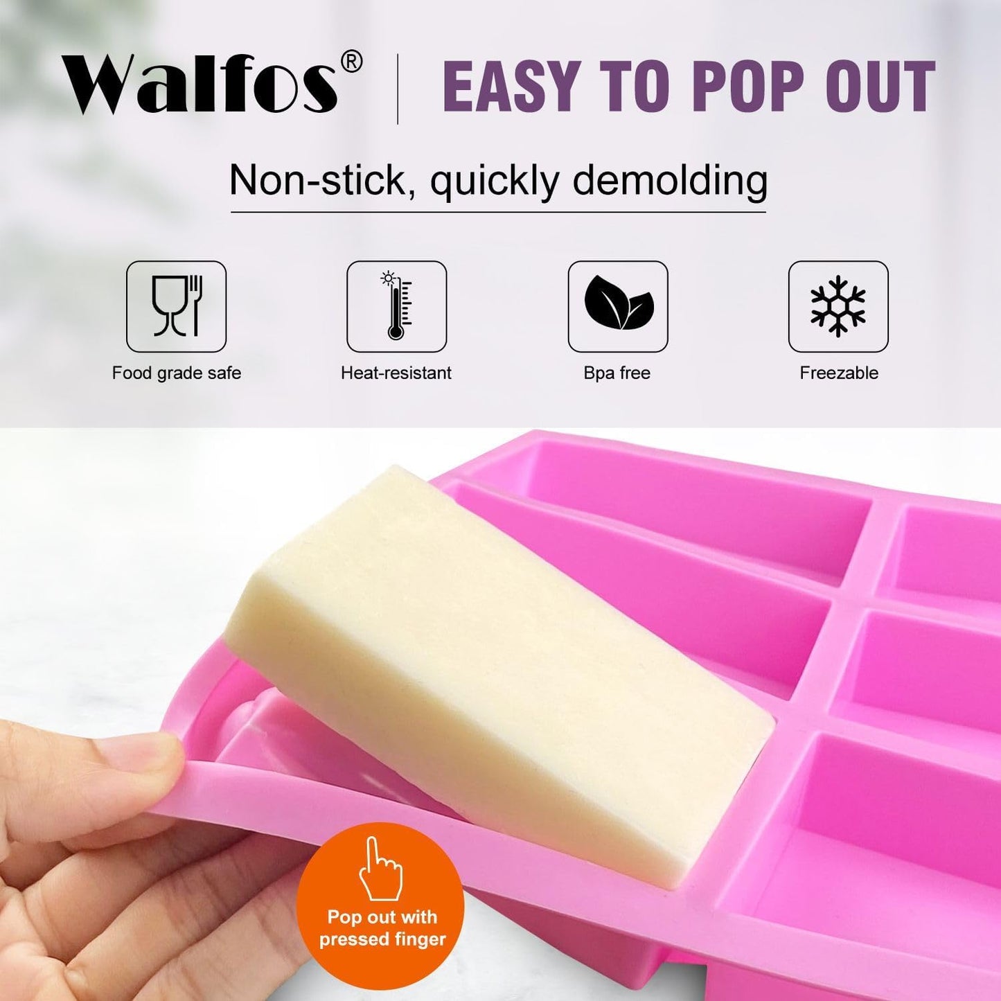 Silicone Soap Molds Set of 3, 6 Cavities Rectangle Silicone Soap Molds for Homemade Craft Soap Mold, Cake,Chocolate & Ice Cube Tray(Blue & Purple & Pink)
