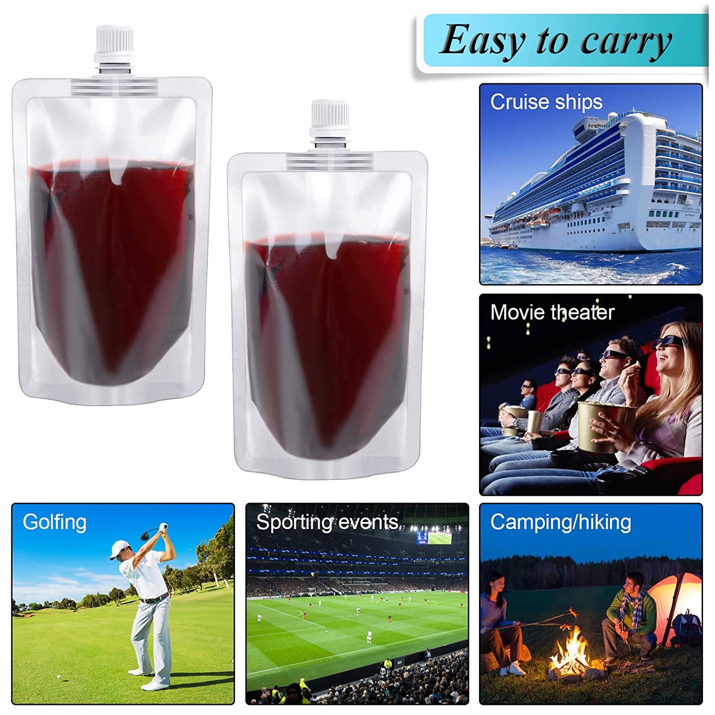 Plastic Flasks 24 PCS, 8 Oz Concealable and Reusable Drink Pouches, Leak-Proof Food Grade Plastic for Travel, Outdoor Sports (8OZ-24PCS +3 Funnels)