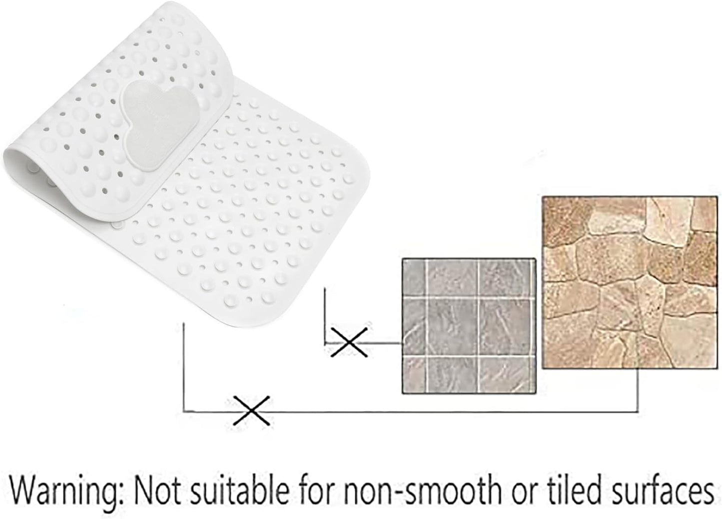 Bath Tub Mat Shower Mat Non Slip Bathtub Mats with Suction Cups Bath Mat for Tub Bathroom Mats 28" X 16" Machine Washable (White)