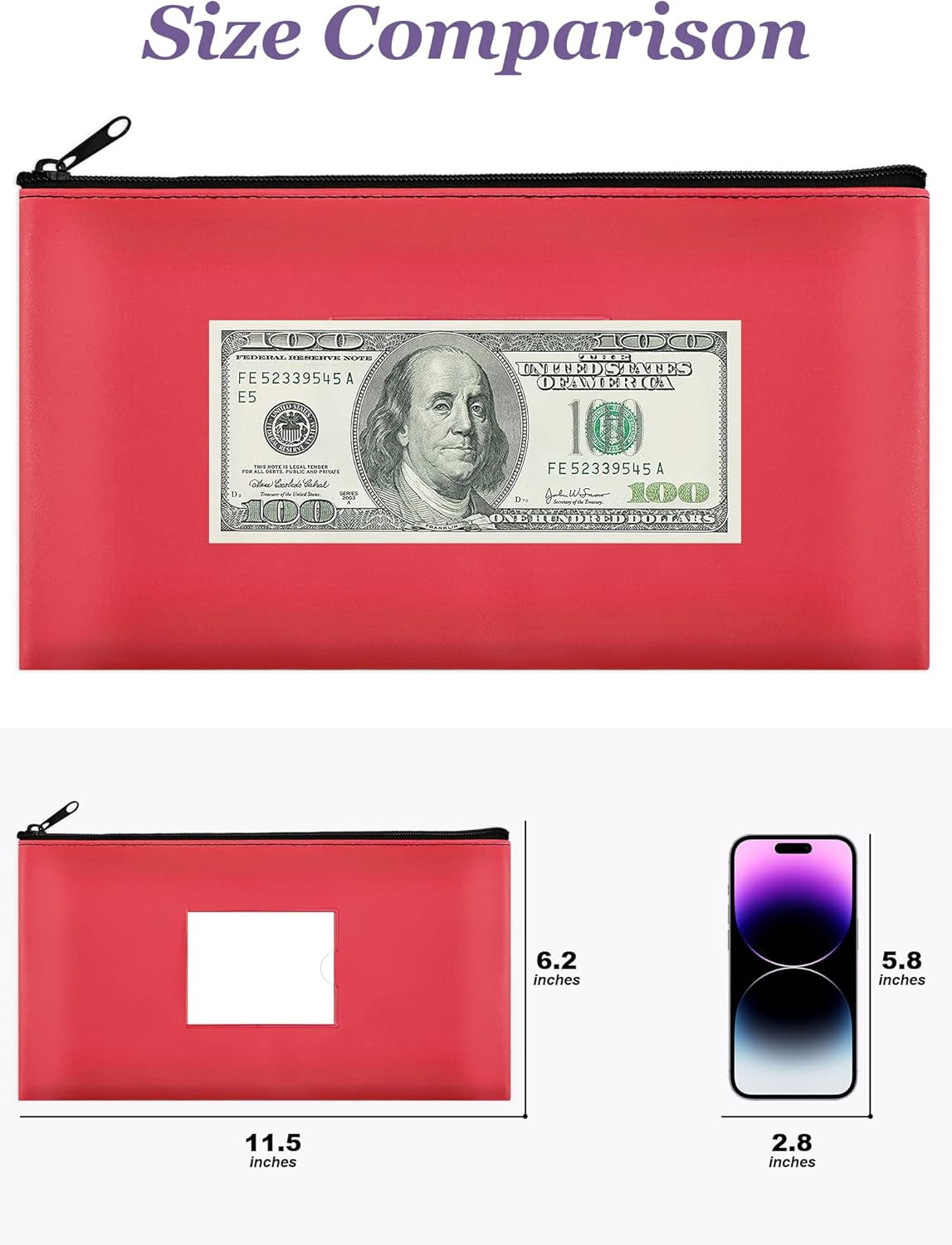 5-Pack Money Bags with Zipper, PU Leather Bank Deposit Bags, Waterproof Money Pouch for Organize Cash, Coins, Cosmetics, Invoice, Bills, Tools, 11.5 X 6.2 Inches, Light Colors