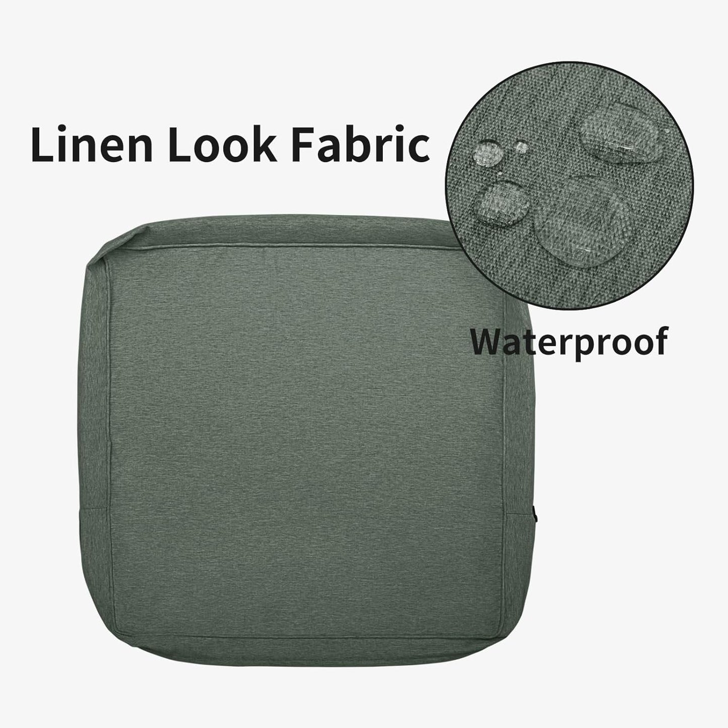 Patio Cushion Covers 22X20X4 Inch 4 Pack, Linen Look Outdoor Water Resistant Chair Seat Cushion Slipcover with Zipper for Outdoor Furniture, Covers Only! Sage Green