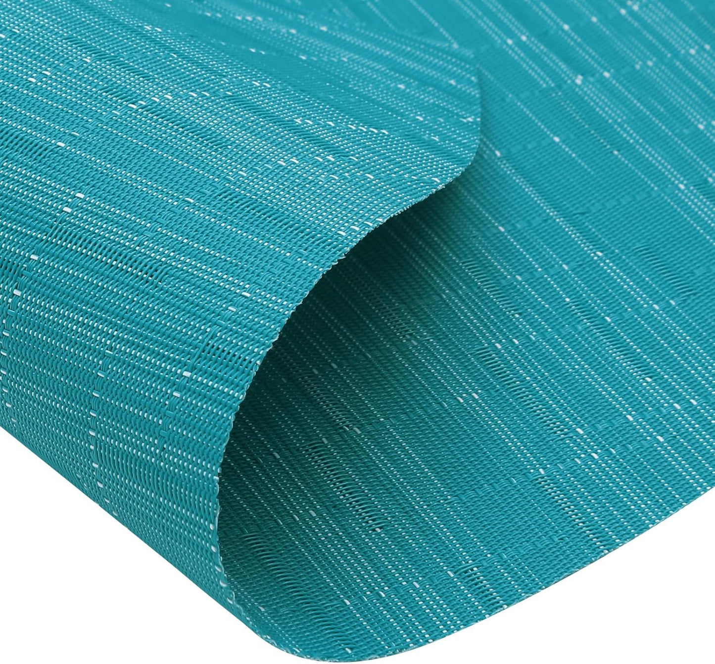 Large Size Wedge Placemats with Centerpiece Set of 5, PVC Woven Vinyl Place Mats for round Table Washable Indoor Outdoor Table Placemats, Blue